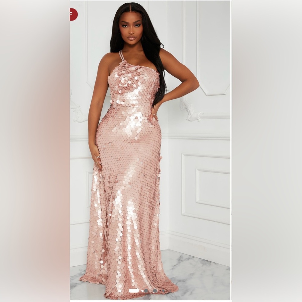 Elegant Sequin Evening Gown in Pink